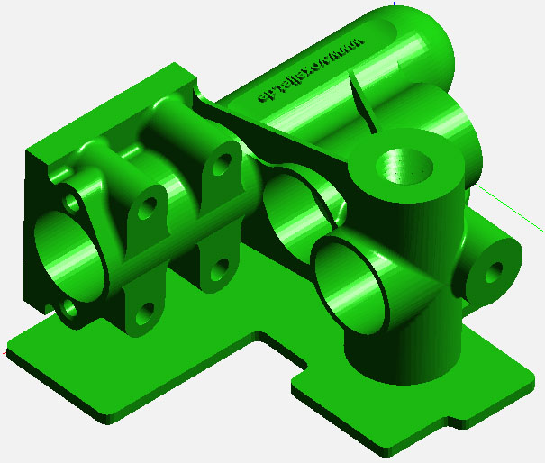 CAD-Bauteil mit Projektion auf eine Trennplatte